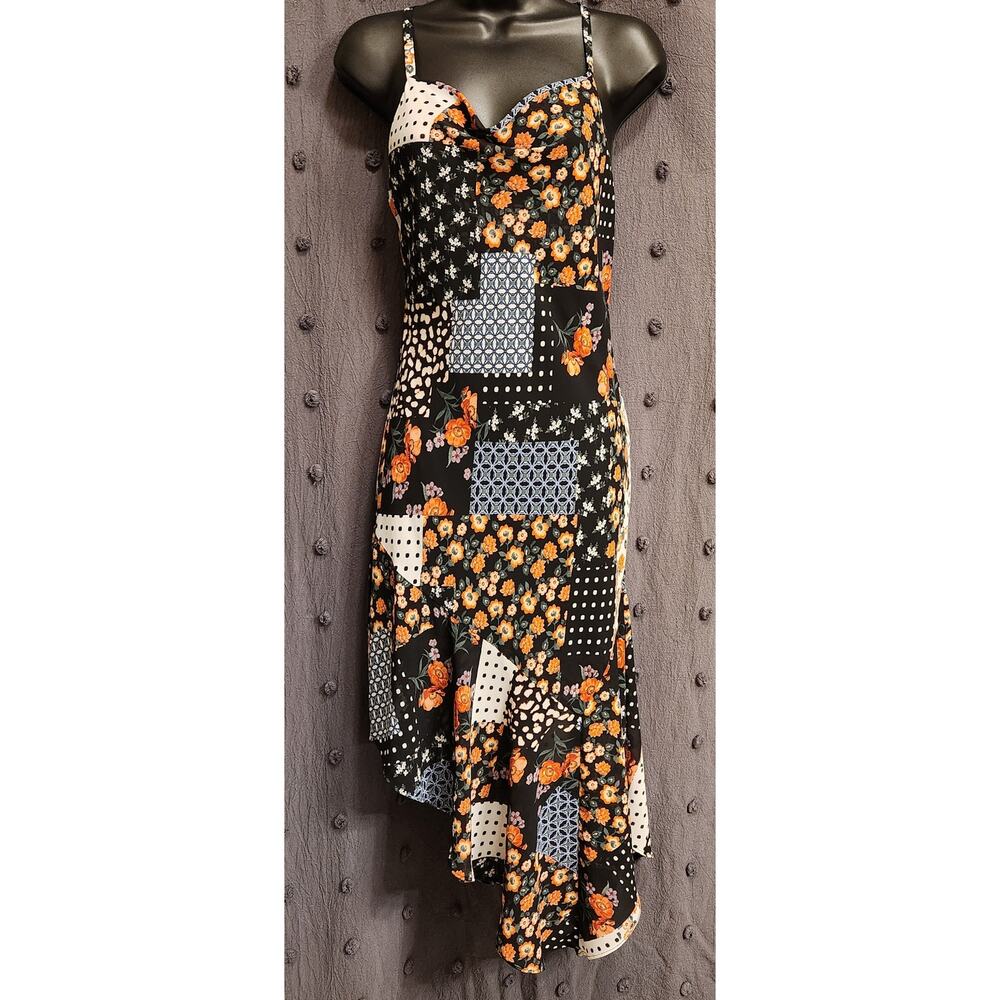 SO Midi Dress Juniors Small Multi Ditsy Floral Patchwork Boho Cottagecore Summer